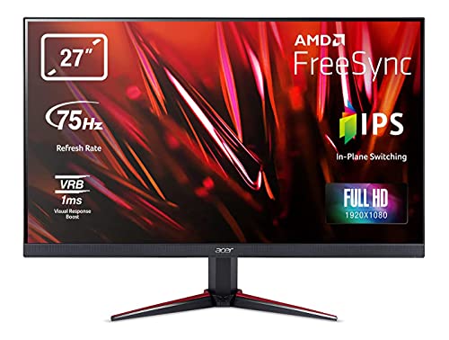 Acer Nitro VG270 - Monitor Gaming de 27" FullHD 75 Hz (68,6 cm, 1920x1080, Pantalla LED, ZeroFrame y FreeSync, Tiempo de Respuesta 1ms VRB, 250 nits, 2xHDMI, VGA) - Color Negro