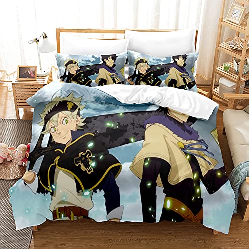acsefire Juego de Ropa de Cama con Estampado de Anime Black Clover Funda nórdica Wizard King Asta Funda nórdica Suave y Fundas de Almohada Juegos de 3 Piezas (#6 King 240cm*220cm)