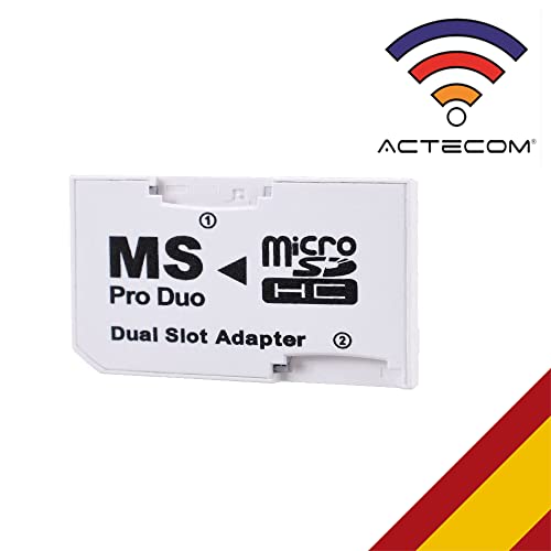 actecom® Adaptador Doble Tarjetas Micro SD/MICROSD A PSP Memory Stick Pro Duo
