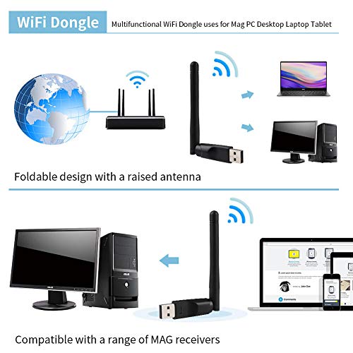 Adaptador de red USB WIFI Conexión para MAG 250 254 255 260 270 275,V7 V8 serie,Ordenador de Windows 10,8,7,XP, Vista,Linux, 2.4 GHz,150 Mbps, puerto Fast Ethernet,modo AP y extensor,antenas internas