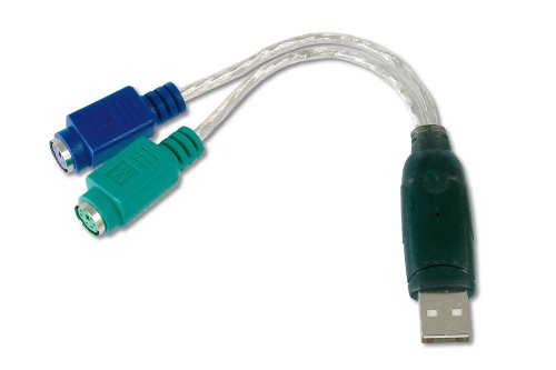 Adaptador DIGITUS USB a PS / 2 - Adaptador de mouse y teclado - Enchufe USB tipo A a 2 tomas Mini-Din 6 - Win 10 - Plug & Play
