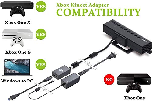 Adaptador Kinect para Xbox One S Xbox One X y conectar a PC Sensor Kinect 2.0 de Windows 8 / Windows 8.1 / Windows 10 Sistema de fuente de alimentación del adaptador (nueva versión 2020)