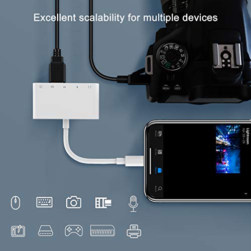 Adaptador lector de tarjetas de cámara SD/TF, 5 en 1, para lector de tarjetas de memoria 3.0 USB, controlador OTG, interfaz para iPhone y iPad, iPod Touch DC 3.5, kit de conexión de cámara y audio