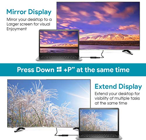 Adaptador USB a VGA, Adaptador USB 3.0 / 2.0 a VGA, Adaptador USB 3.0 / 2.0 a VGA Convertidor de Video de múltiples Pantallas Resolución de Soporte 1080p para Windows 7/8 / 8.1 / 10