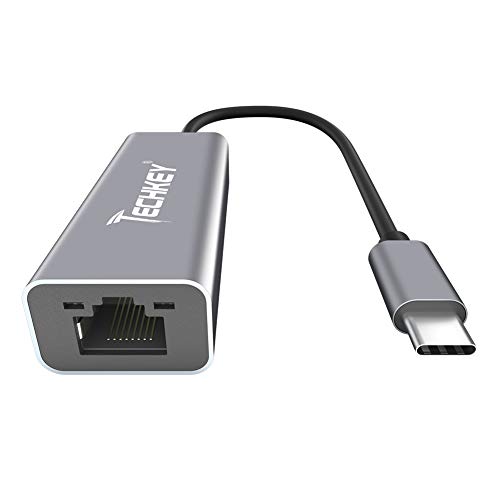 Adaptador USB-C a Ethernet, Techkey USB C a RJ45 Gigabit Ethernet Adaptador de red para Windows 7-10 /Vista/XP, Mac OS X 10.9-11.1, para MacBook Pro, Dell XPS, ChromeBook, Galaxy S9/S8 etc.