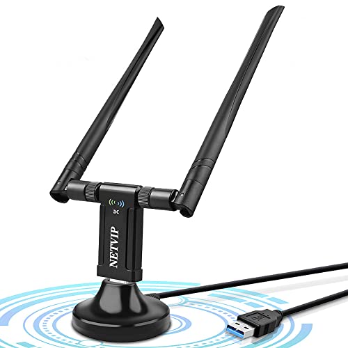 Adaptador WiFi USB para PC, 1200Mbps WiFi Receptor Dongle con Dual Band 5Ghz/2.4Ghz,WiFi Antena para Desktop Laptop Tablet, 2 Antenas de 5dBi, Compatible con Windows XP/Vista/7/8/10 Mac OS 10.9-10.15