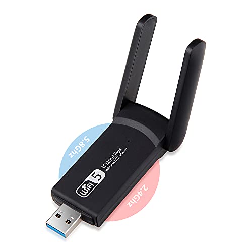 Adaptador WiFi USB para PC, Receptor WiFi Doble Banda 1200Mbps AC 5Ghz / 2.4Ghz Inalámbrico con Antenas de Alta Ganancia 5dBi, USB 3.0, Pincho Dongle Inivech Chipset Realtek RTL8812BU para Windows Mac