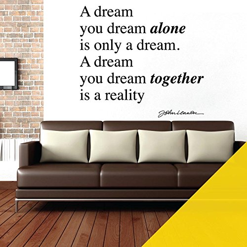 Adhesivo decorativo para pared, diseño de John Lennon con texto en inglés "A dream you dream alone is only a dream", color amarillo