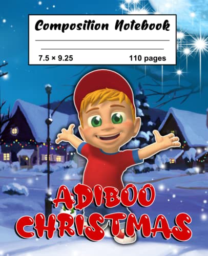 Adiboo Christmas Notebook: 7.5x9.25 Inches, 110 Pages