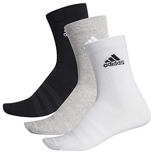 adidas LIGHT CREW 3PP Socks, Unisex adulto, Medium Grey Heather/White/Black, L