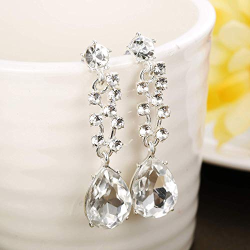 Adramata Conjunto de Joyas de Novia de Cristal para Las Mujeres Rhinestone Collar Pendientes Pulsera Boda Dama de Honor