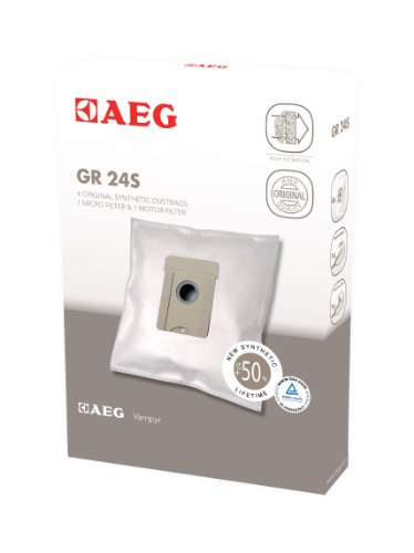 AEG GR 24S Pack de 4 bolsas, 1 microfiltro, 1 filtro motor, compatible con gama Vampyr TC, Acero