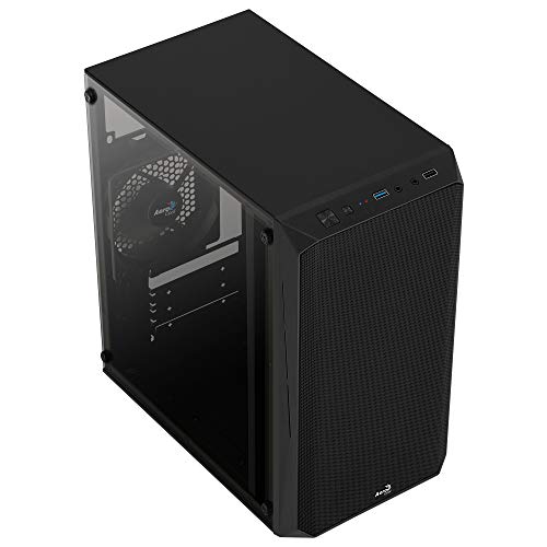 Aerocool CS107V1, Caja PC MicroATX, Ventana lateral, Ventilador 120 mm, Negro