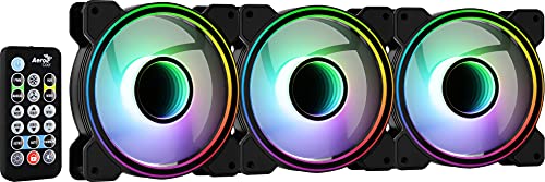 Aerocool MIRAGE12PRO, Pack 3 Ventiladores 120mm ARGB, Hub RGB, 6-Pin, Silencioso