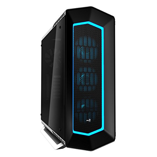Aerocool P7C1PRO - Caja gaming para PC (semitorre, ATX, Iluminación RGB 4 modos, panel lateral cristal templado, 7 ranuras expansión, + HUB P7H1, + 3 ventiladores P7F12 y 1 trasero 12cm), color blanco