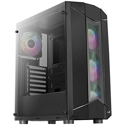 Aerocool SENTINEL, caja de PC ATX, cristal templado, 3 ventiladores RGB 120mm, Negro