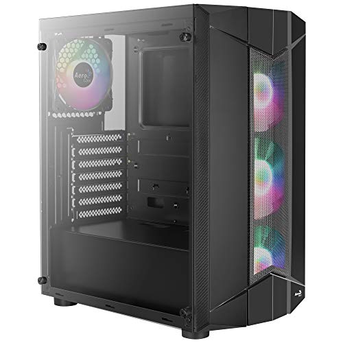 Aerocool SENTINEL, caja de PC ATX, cristal templado, 3 ventiladores RGB 120mm, Negro