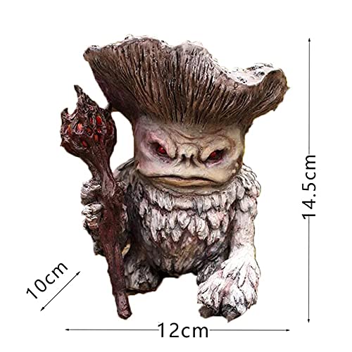 AERVEAL Adornos Mushroom Elf Shaman Wizard Dwarf Monster Goblin Guardian Resin Ornamento