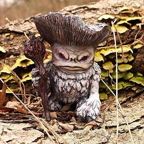 AERVEAL Adornos Mushroom Elf Shaman Wizard Dwarf Monster Goblin Guardian Resin Ornamento
