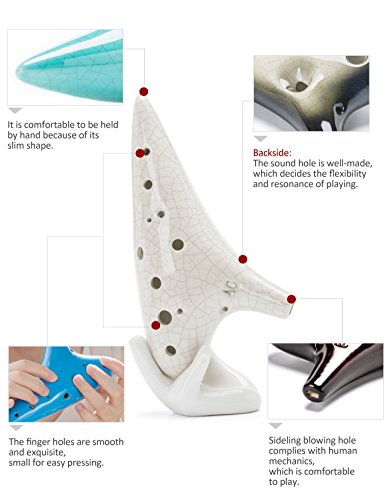 AFE – Ocarina de cerámica de do mayor y 12 agujeros, con una bolsa protectora y un libro de canciones, Gradient Black