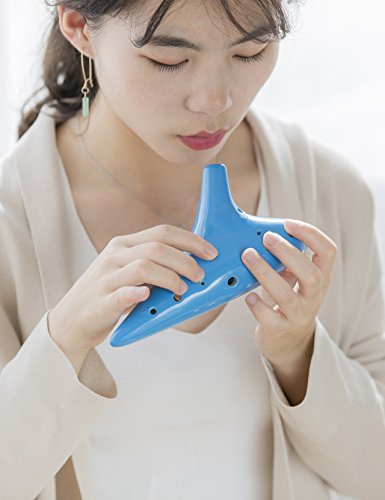 AFE – Ocarina de cerámica de do mayor y 12 agujeros, con una bolsa protectora y un libro de canciones, Gradient Black