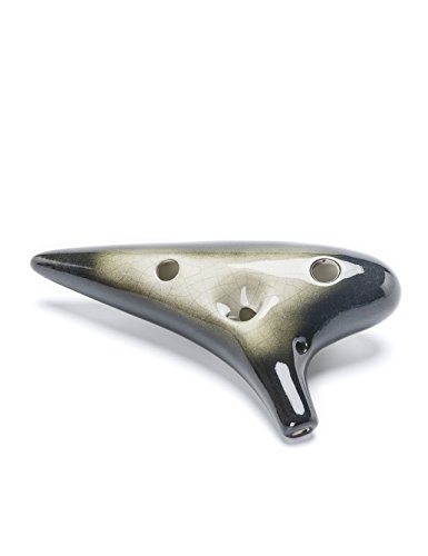 AFE – Ocarina de cerámica de do mayor y 12 agujeros, con una bolsa protectora y un libro de canciones, Gradient Black