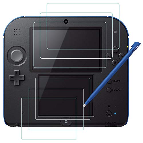AFUNTA Protectores de Pantalla y Punteros Stylus para Nintendo 2DS, 3 Pack (6 Piezas) Película de Pet HD Clear para Pantalla Superior e Inferior, con 1 Pluma de Plástico Azul Touch Pen