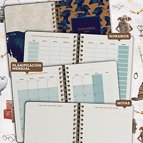 Agenda Harry Potter 2021 2022 - Agenda Escolar 2021-2022 / Agenda 2022 semana vista - Agenda 12 meses desde Agosto de 2021 a Julio de 2022 │ Agenda A5 - Producto con licencia oficial - Agenda Erik
