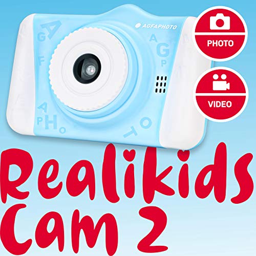 AGFA Foto Realikids CAM 2 - Cámara de Fotos Digital para niños (Fotos de 12 MP, vídeo, Pantalla LCD de 3,5 Pulgadas, filtros de Fotos, Modo Selfie, batería de Litio) Azul