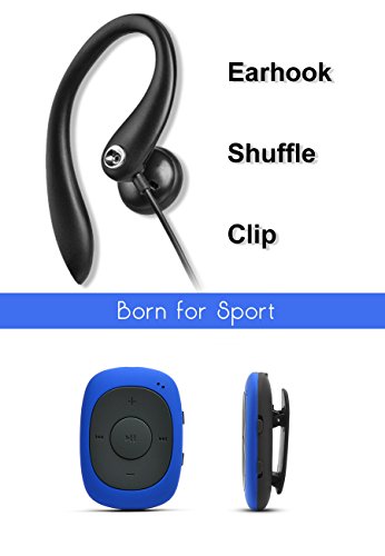 AGPtek G02 Mini-clip Reproductor de MP3 8 GB de capacidad con radio FM( una Funda silicona incluido) , Azul