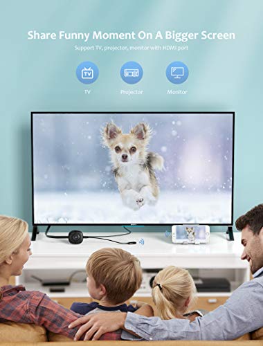 AGPTEK Wireless Display Dongle 4K, Adaptador HDMI inalámbrico WiFi Display Receiver Compatible con Android/iOS/PC/TV/Monitor/Proyector, Miracast Airplay DLNA Chrome