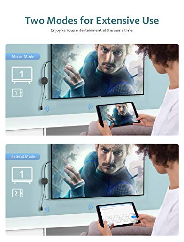 AGPTEK Wireless Display Dongle 4K, Adaptador HDMI inalámbrico WiFi Display Receiver Compatible con Android/iOS/PC/TV/Monitor/Proyector, Miracast Airplay DLNA Chrome