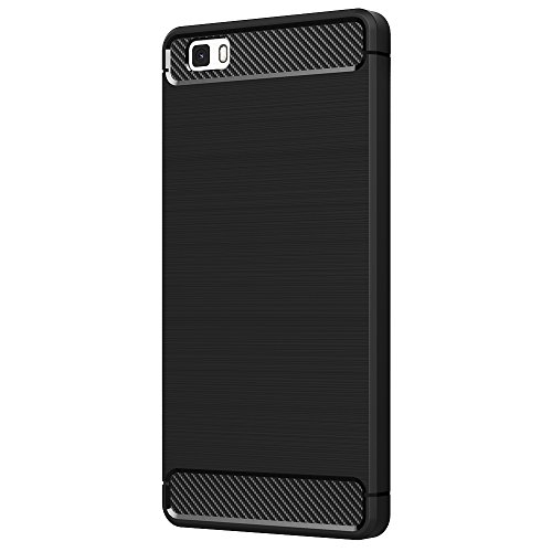 AICEK Funda Huawei P8 Lite, Huawei P8 Lite Funda Negro Gel de Silicona P8 Lite Carcasa Fibra de Carbono Funda para P8 Lite 5,0 Pulgadas