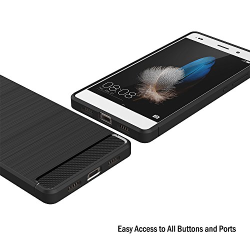 AICEK Funda Huawei P8 Lite, Huawei P8 Lite Funda Negro Gel de Silicona P8 Lite Carcasa Fibra de Carbono Funda para P8 Lite 5,0 Pulgadas