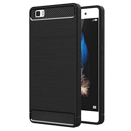 AICEK Funda Huawei P8 Lite, Huawei P8 Lite Funda Negro Gel de Silicona P8 Lite Carcasa Fibra de Carbono Funda para P8 Lite 5,0 Pulgadas
