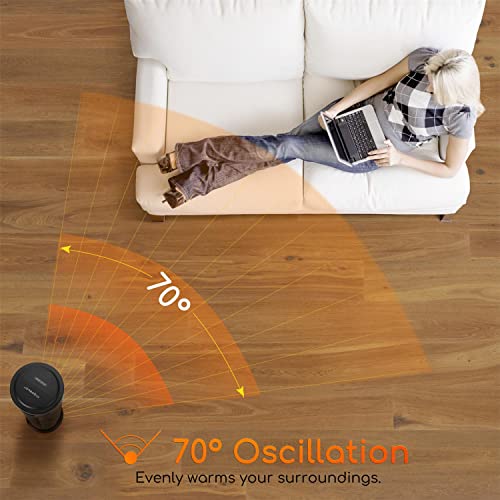 Aigostar Bert - Calefactor cerámico 2000W, Mando a distancia, Oscilación de 70°, 3 modos, ventilador. Calefactor de torre silencioso, Termostato, Temporizador 7,5 horas. Color negro