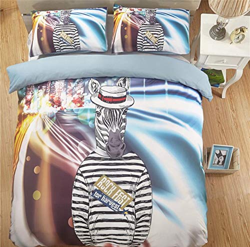 AJ WALLPAPER 32213 - Juego de funda de edredón y funda de almohada para cama individual, tamaño queen y king, diseño de cebra urbana 3D, 135 x 200 cm (± 4 cm)