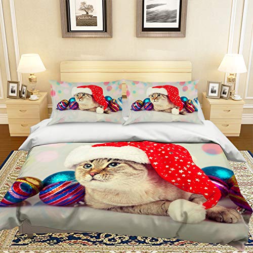 AJ WALLPAPER - Juego de funda de edredón con diseño de gato 3D, 134 fundas de almohada para cama individual, tamaño Queen y King | foto 3D UK Zoe, poliéster, cama individual