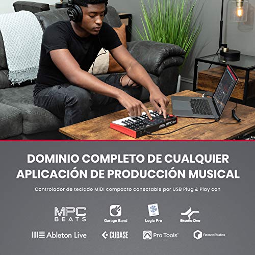 AKAI Professional MPK Mini MK3 - Teclado Controlador MIDI USB de 25 Teclas con 8 Drum Pads, 8 Perillas y Software de Producción Musical Incluido, Standard