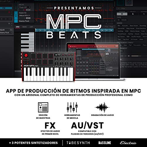 AKAI Professional MPK Mini MK3 - Teclado Controlador MIDI USB de 25 Teclas con 8 Drum Pads, 8 Perillas y Software de Producción Musical Incluido, Standard