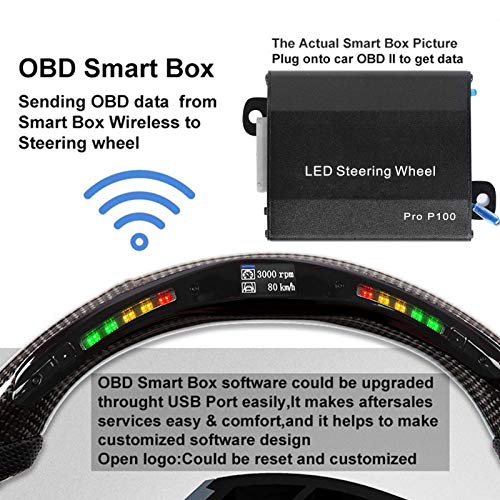 Akozon Fibra de carbon Volante Diseño de fondo plano Pantalla de luces de cambio LED Apto para Dodge Challenger / cargador SRT HELLC (Soporte de personalización profesional)