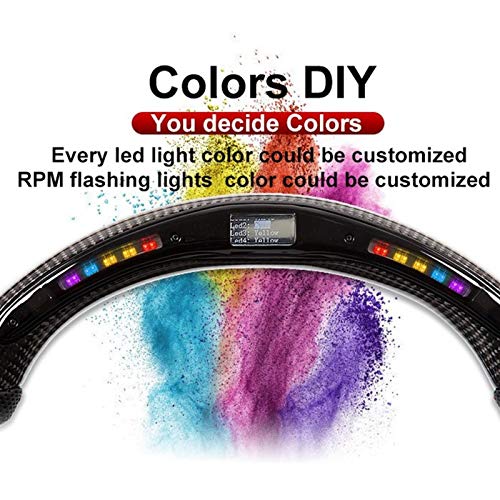 Akozon Fibra de carbon Volante Diseño de fondo plano Pantalla de luces de cambio LED Apto para Dodge Challenger / cargador SRT HELLC (Soporte de personalización profesional)