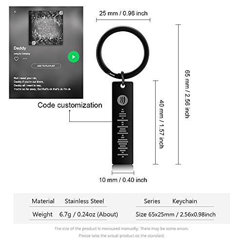 ALBERTBAND Llavero para mujer llavero personalizado con código de Spotify de música escaneable llavero personalizado con tu canción de música (1 pcs-Black)