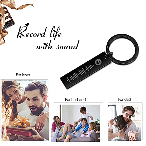 ALBERTBAND Llavero para mujer llavero personalizado con código de Spotify de música escaneable llavero personalizado con tu canción de música (1 pcs-Black)