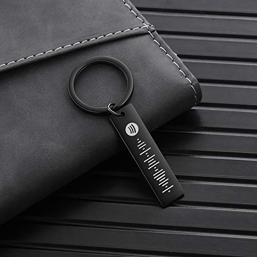 ALBERTBAND Llavero para mujer llavero personalizado con código de Spotify de música escaneable llavero personalizado con tu canción de música (1 pcs-Black)