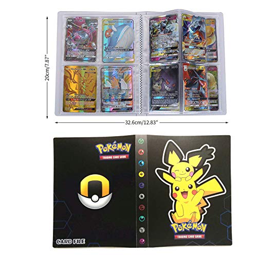 Album Compatible con Cartas Pokemon, Album Cartas Carpeta Cartas Compatible con Pokemon GX, Álbum de Cartas coleccionables de Pokémon, Capacidad para 30 páginas 240 Cartas (KL Pikachu)