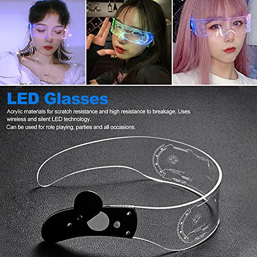 ALEOHALTER Gafas de visera LED, gafas de luz con 7 colores, gafas luminosas futuristas para conciertos en vivo Festival Cosplay, fiesta LED neón gafas