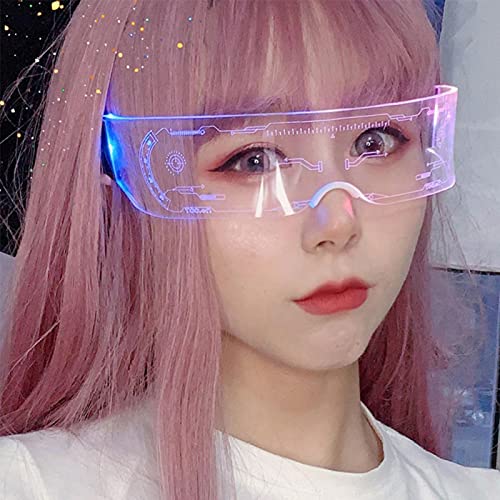 ALEOHALTER Gafas de visera LED, gafas de luz con 7 colores, gafas luminosas futuristas para conciertos en vivo Festival Cosplay, fiesta LED neón gafas