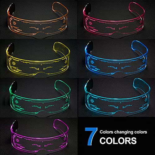 ALEOHALTER Gafas de visera LED, gafas de luz con 7 colores, gafas luminosas futuristas para conciertos en vivo Festival Cosplay, fiesta LED neón gafas