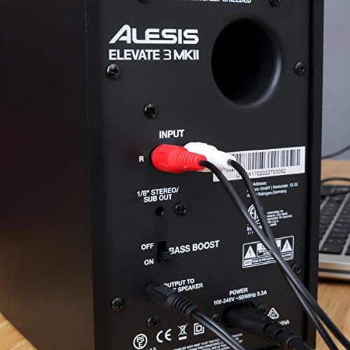 Alesis Elevate 3 MKII - Pareja de altavoces de escritorio y monitores de estudio amplificados, para producción musical, PC/Mac, multimedia, juegos, 60W